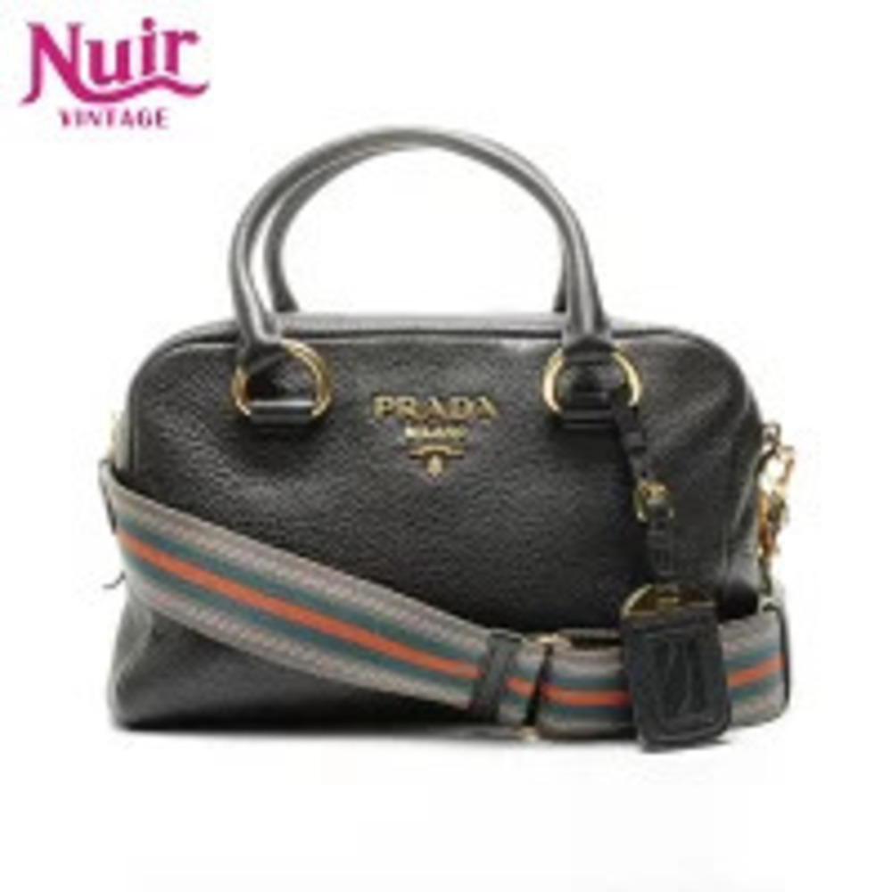 Prada Vitello Luxe Handbag Black